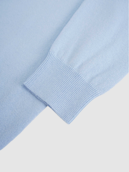 High V Lightweight Sweater-Baby Blue