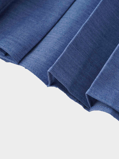 PLEATED SKIRT 37"-DENIM LT BLUE