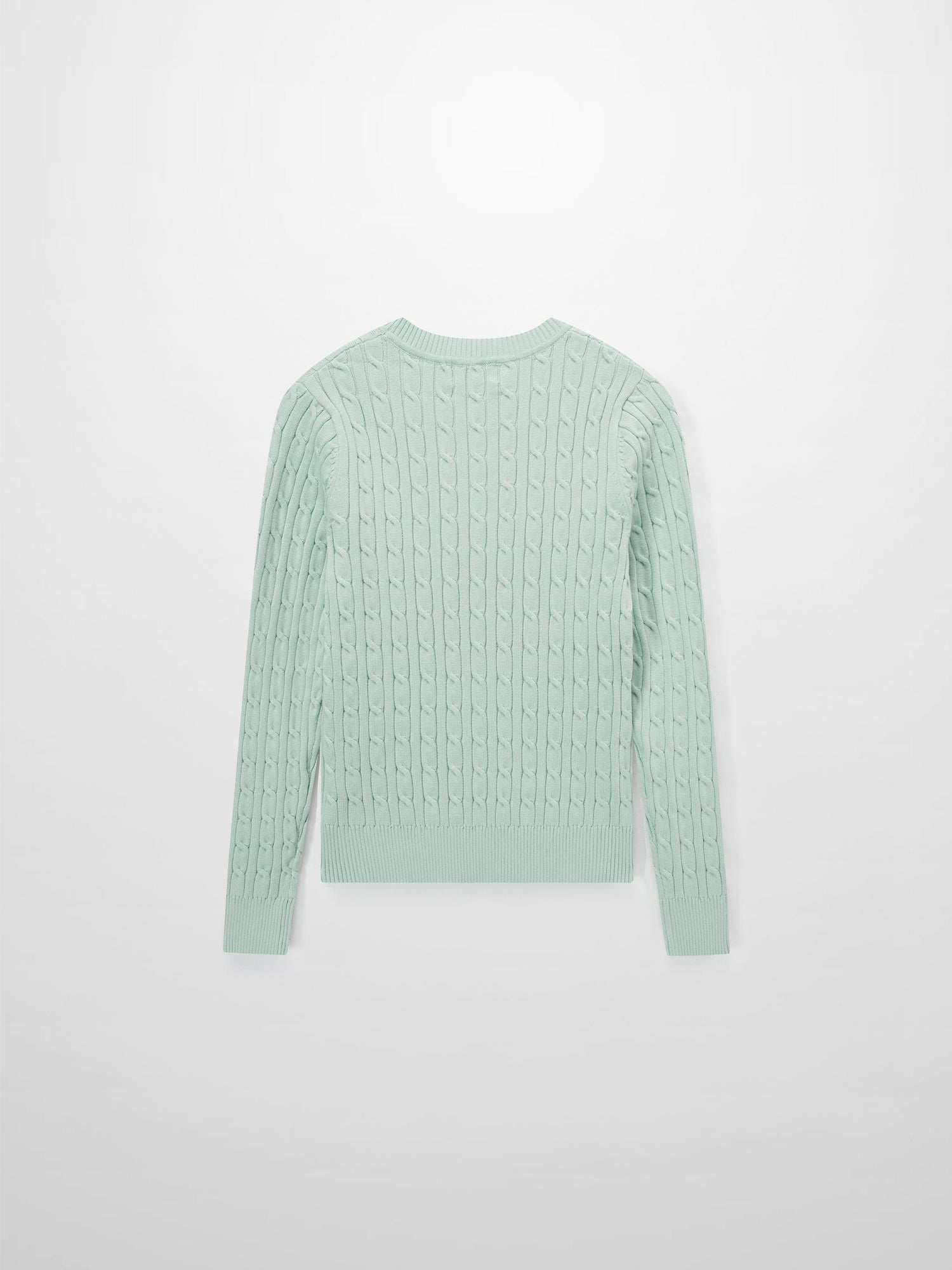 Crew Neck Cable Sweater-Aqua