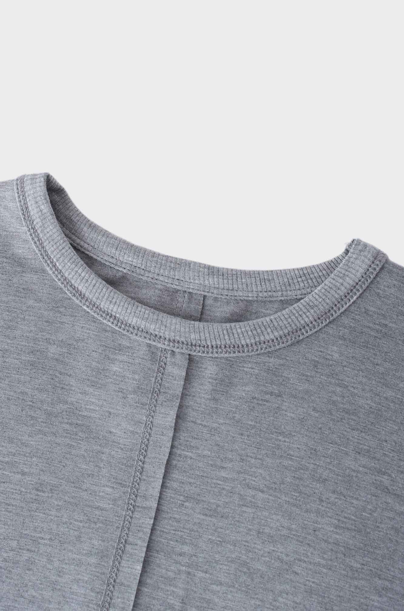 RIBBED BOTTOM T-SHIRT-GREY