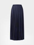 Thin Pleated Skirt-Dark Blue