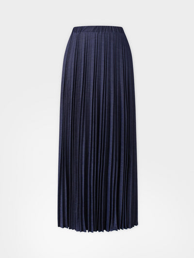 Thin Pleated Skirt-Dark Blue