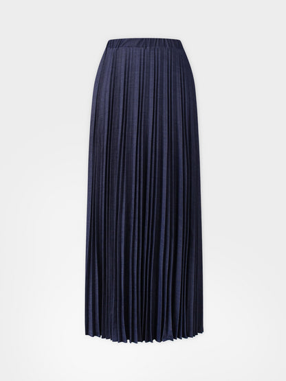 Thin Pleated Skirt-Dark Blue