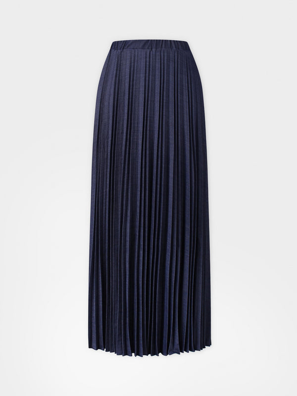 Thin Pleated Skirt-Dark Blue