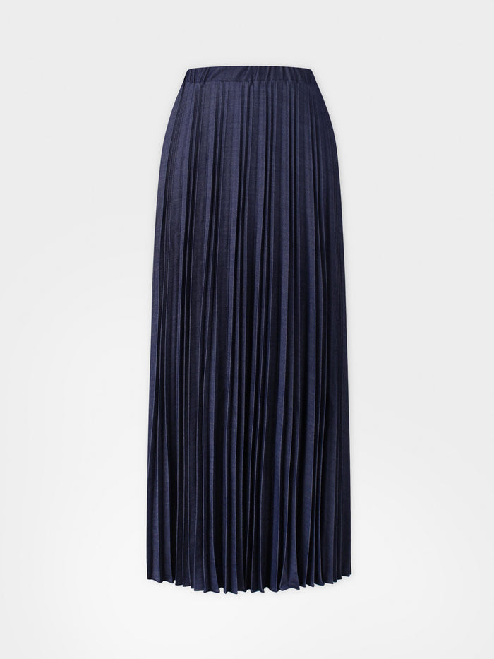 Thin Pleated Skirt-Dark Blue