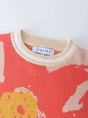 Printed Crew Sweater-Flower