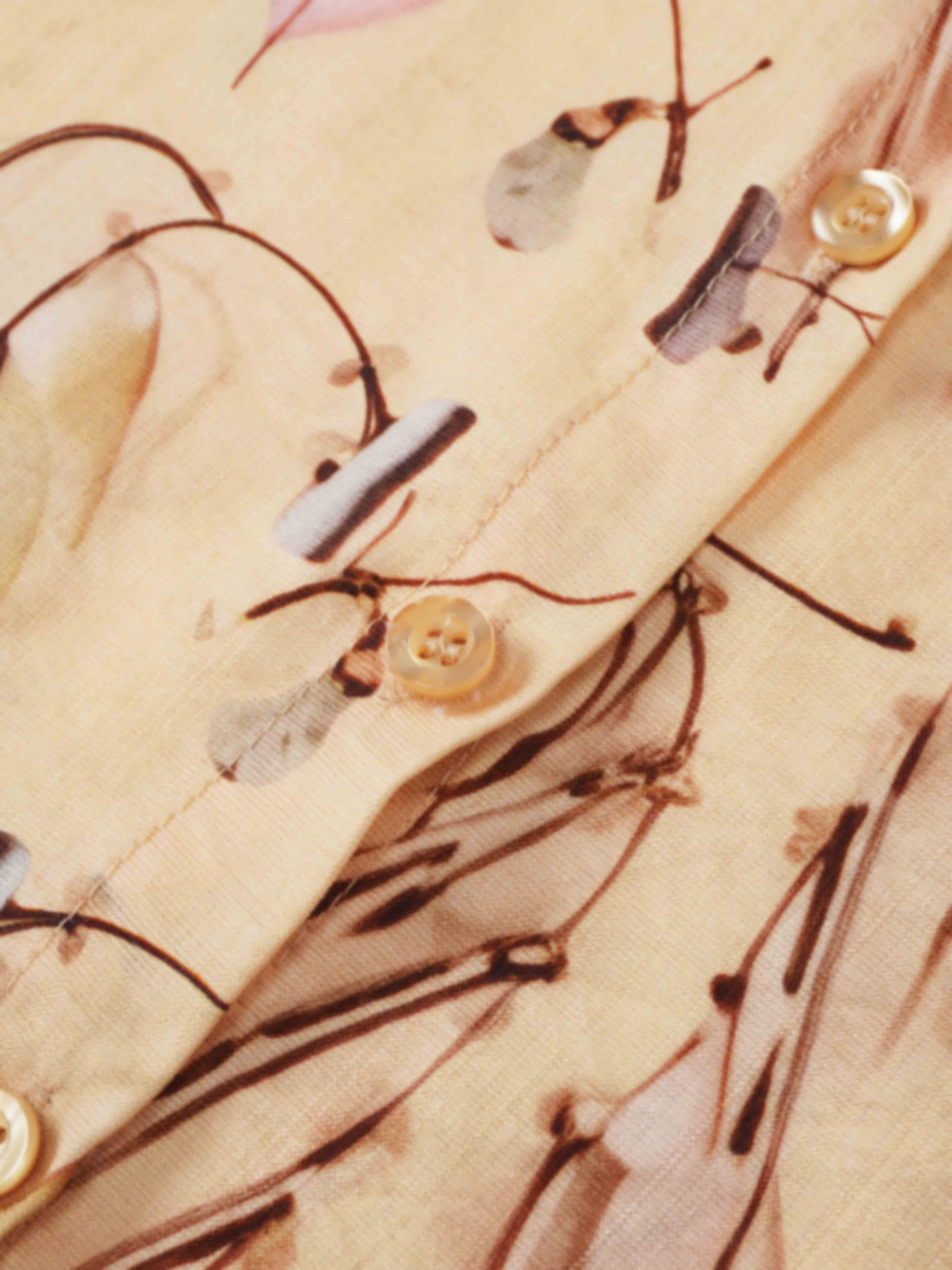 Puff Sleeve Button Down Blouse-Peach Feathers