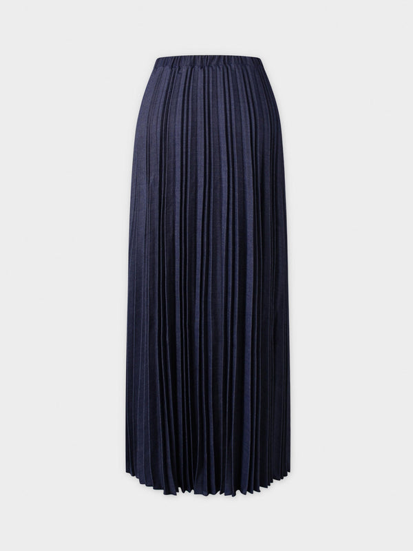 Thin Pleated Skirt-Dark Blue