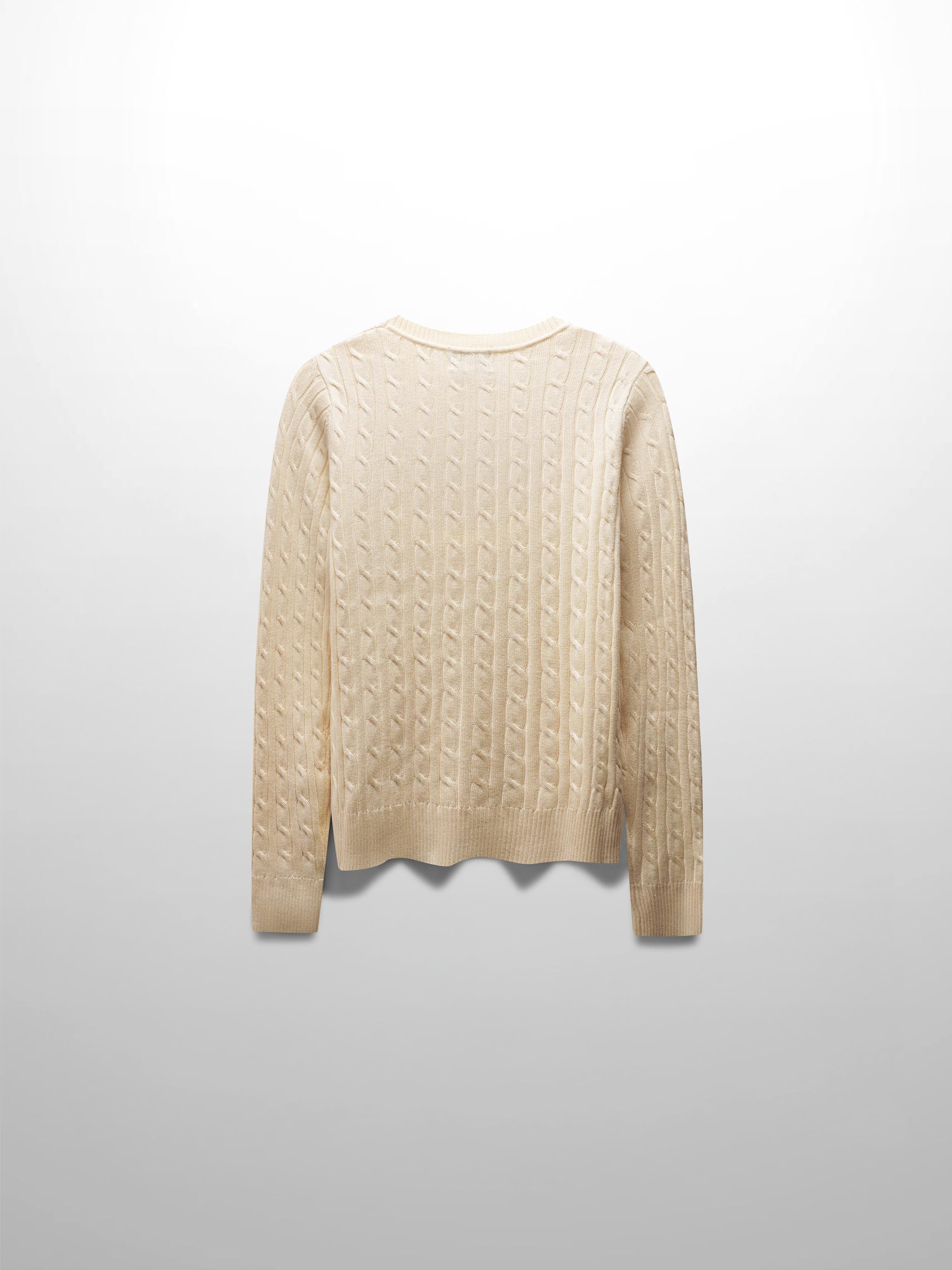 Knit Cable Sweater-Pale Yellow