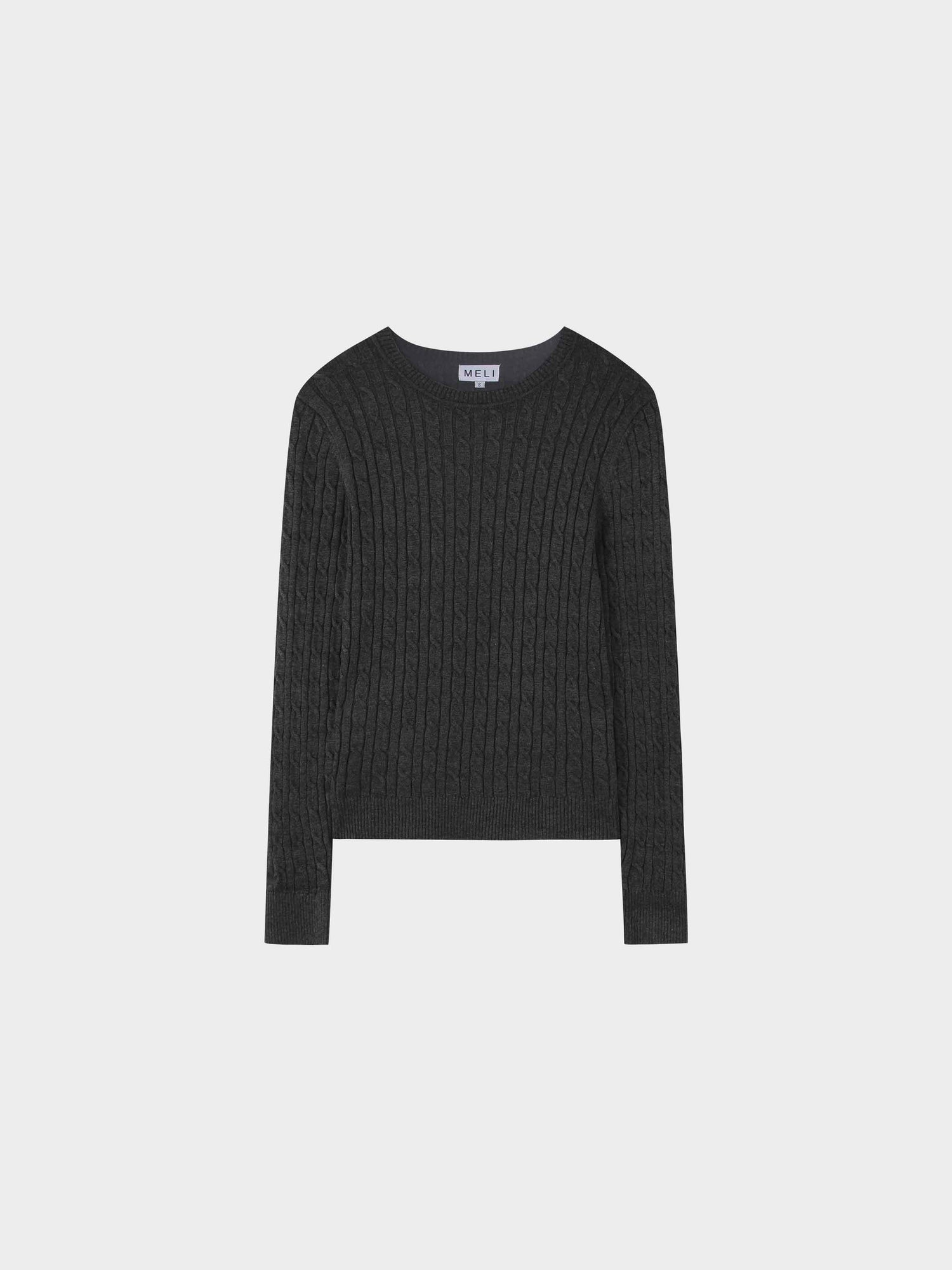 Knit Cable Sweater-Charcoal Grey