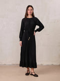 Micro Pleat Dress-Black