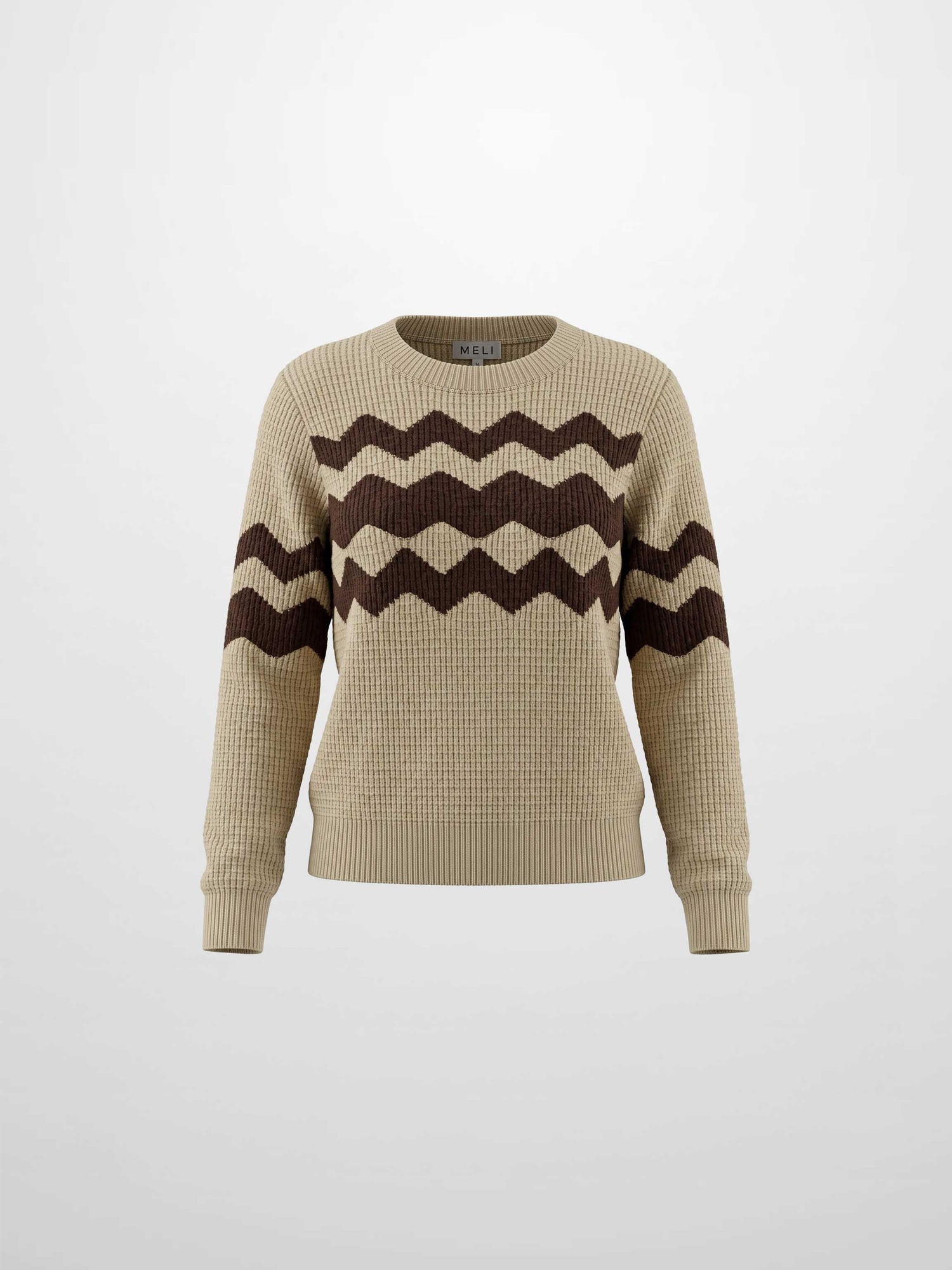 Waffle Designed Sweater - Tan/Brown