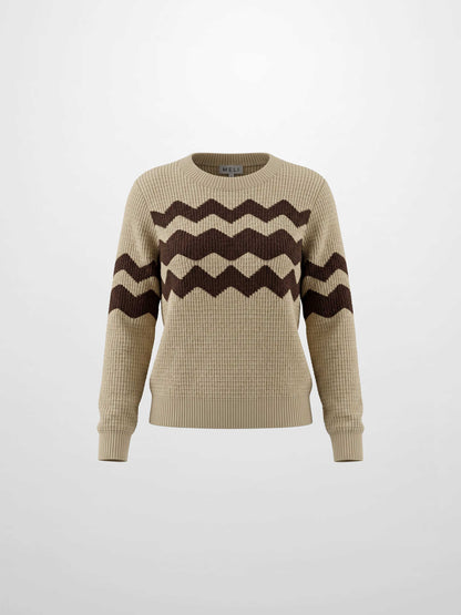 Waffle Designed Sweater - Tan/Brown