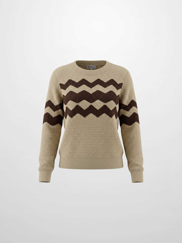 Waffle Designed Sweater - Tan/Brown