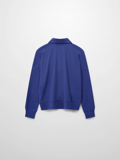 Collared Bomber Tee-Cobalt Blue