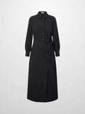 Wrap Shirtdress - Black Pinstripe