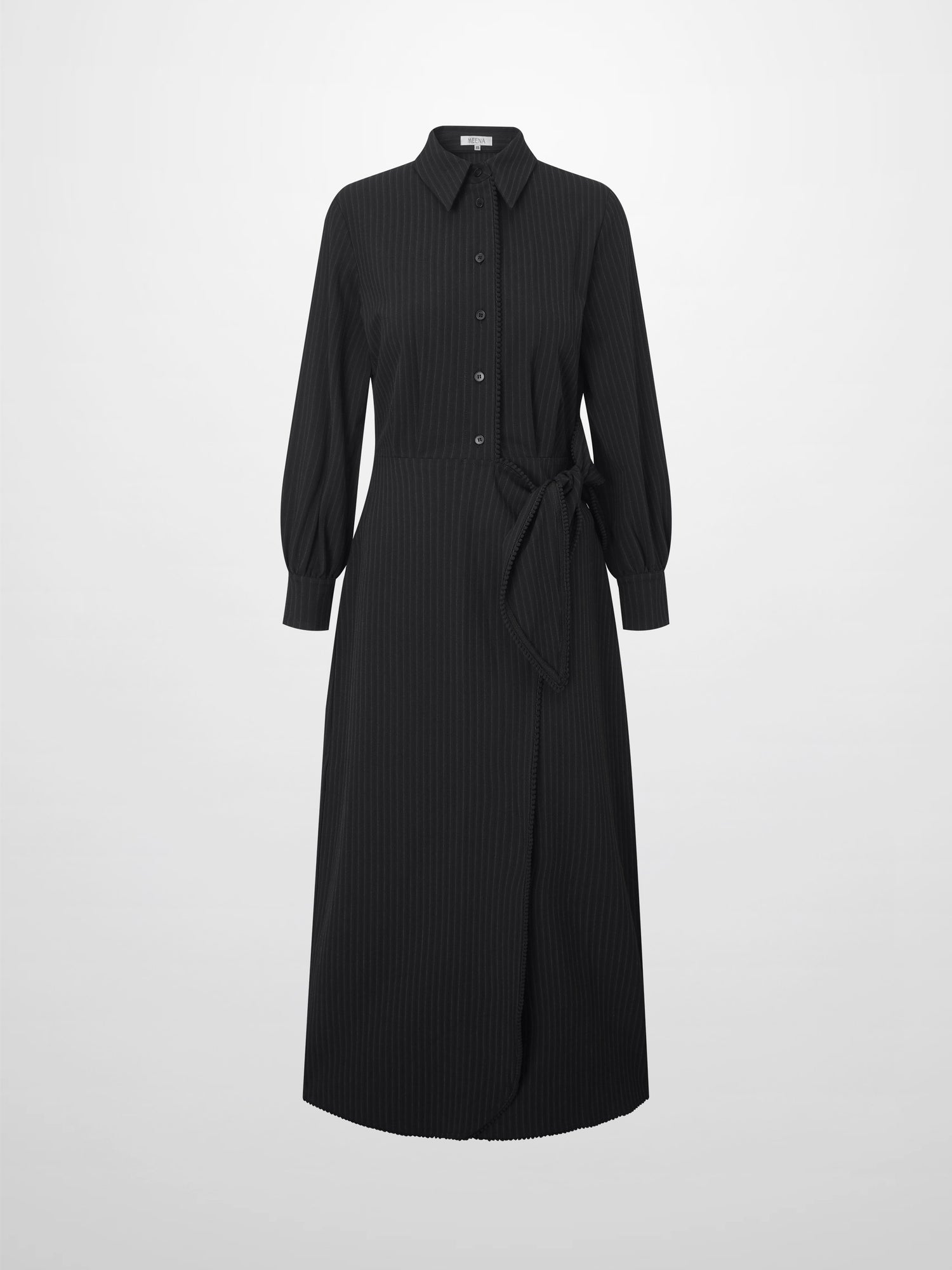 Wrap Shirtdress - Black Pinstripe