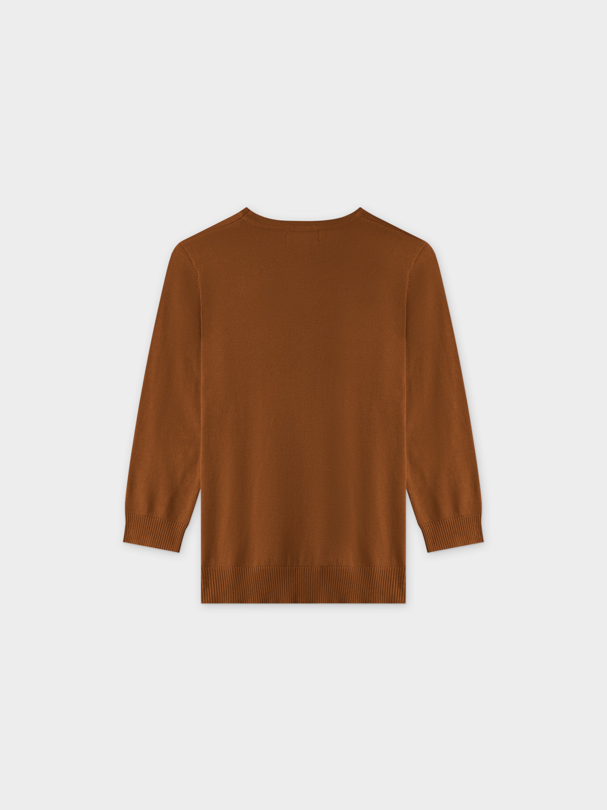 Basic Crew Sweater 3Q-Brown