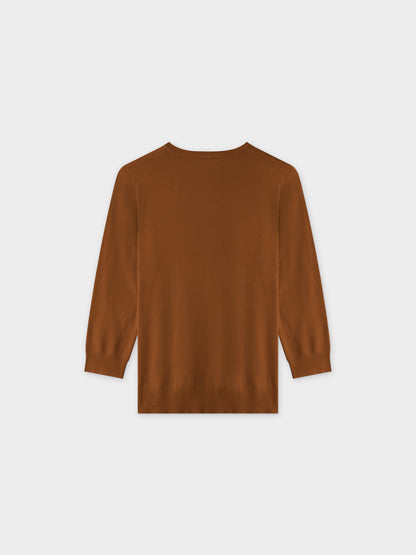 Basic Crew Sweater 3Q-Brown