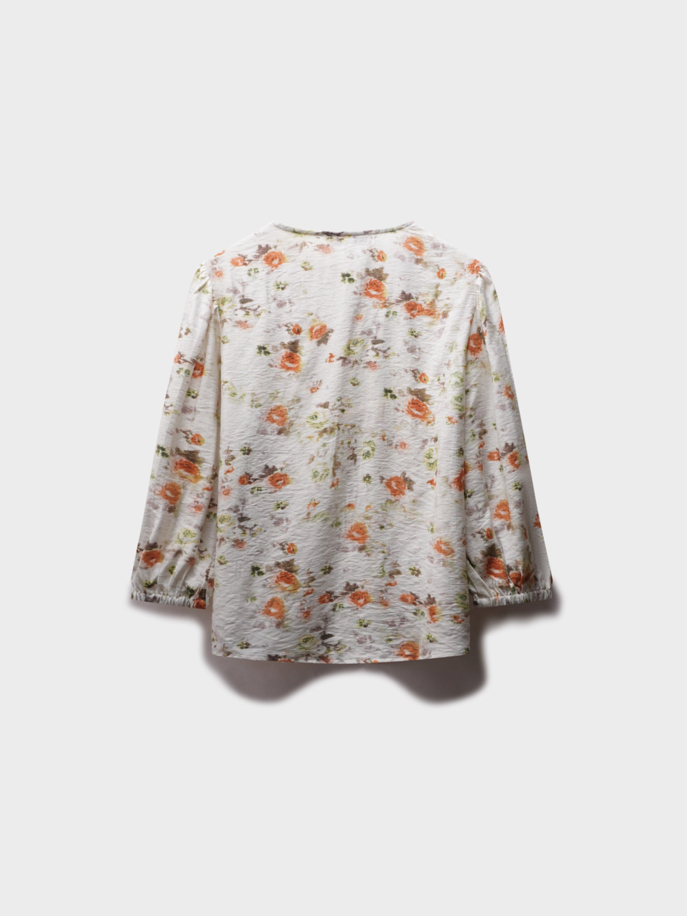 Puff Sleeve Button Down Blouse-Autumn Floral