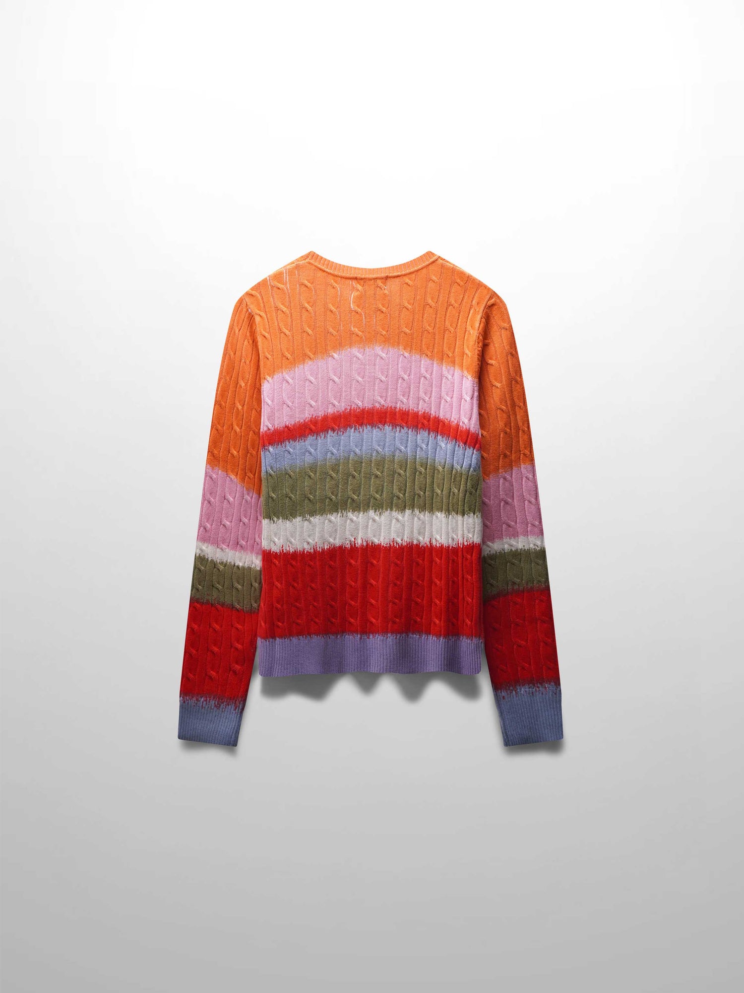 Printed Cable Knit Sweater- Striped Ombre