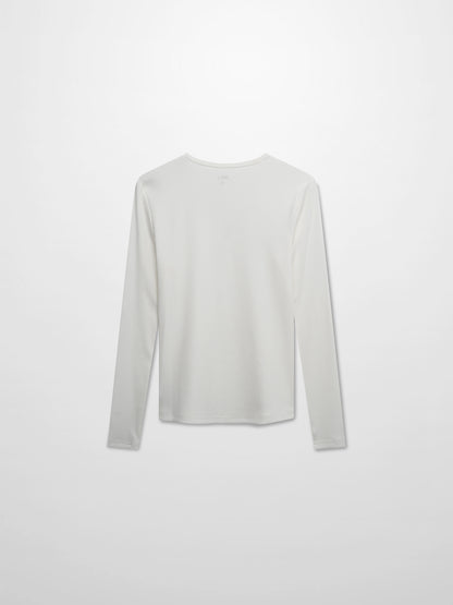 Soft Ribbed High V Tee-White