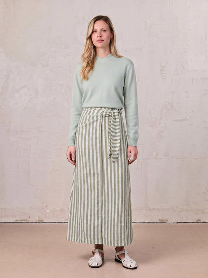 High V Lightweight Sweater-Ash Green