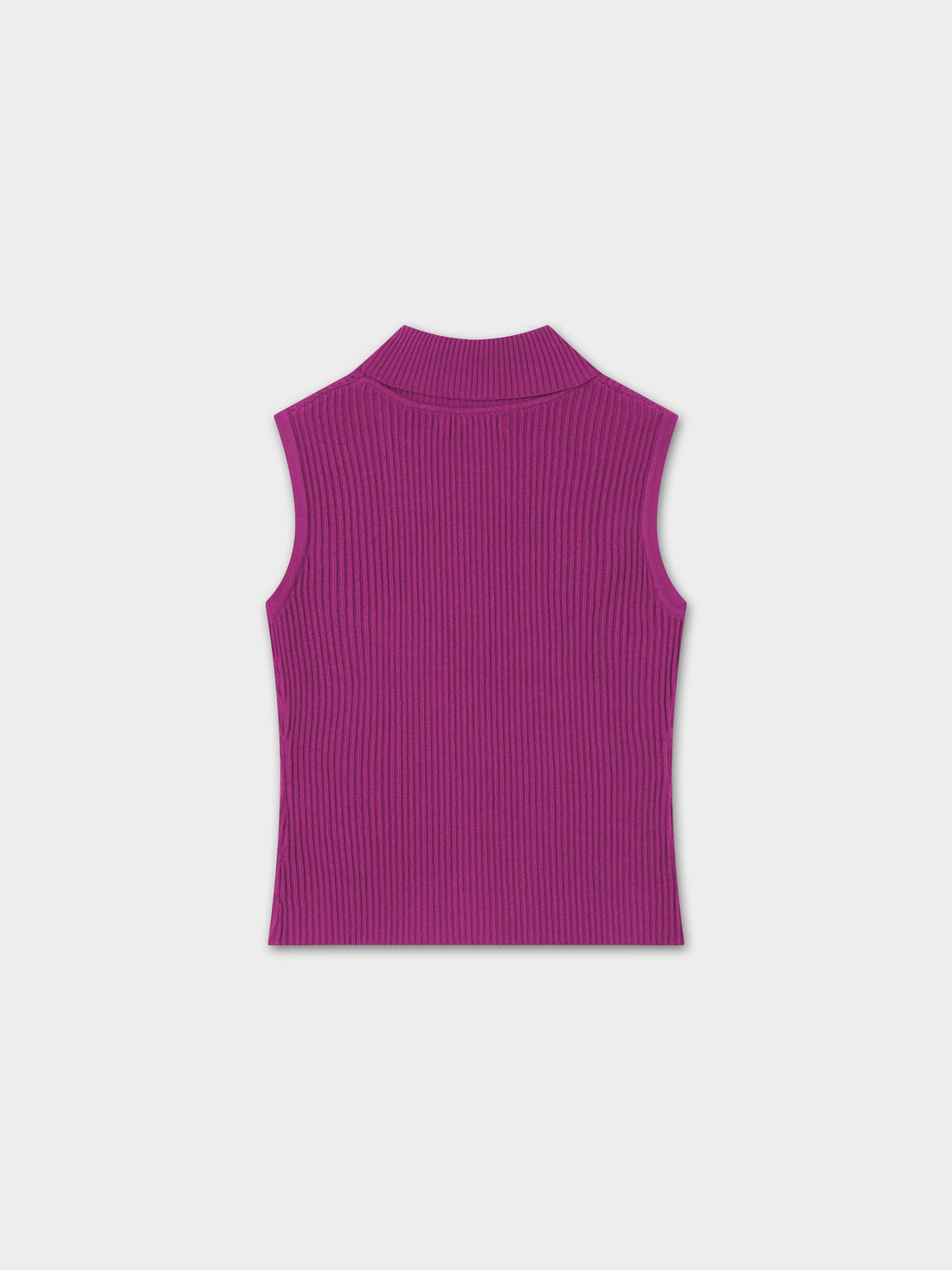 Sleeveless Ribbed Turtleneck-Fuchsia Pink