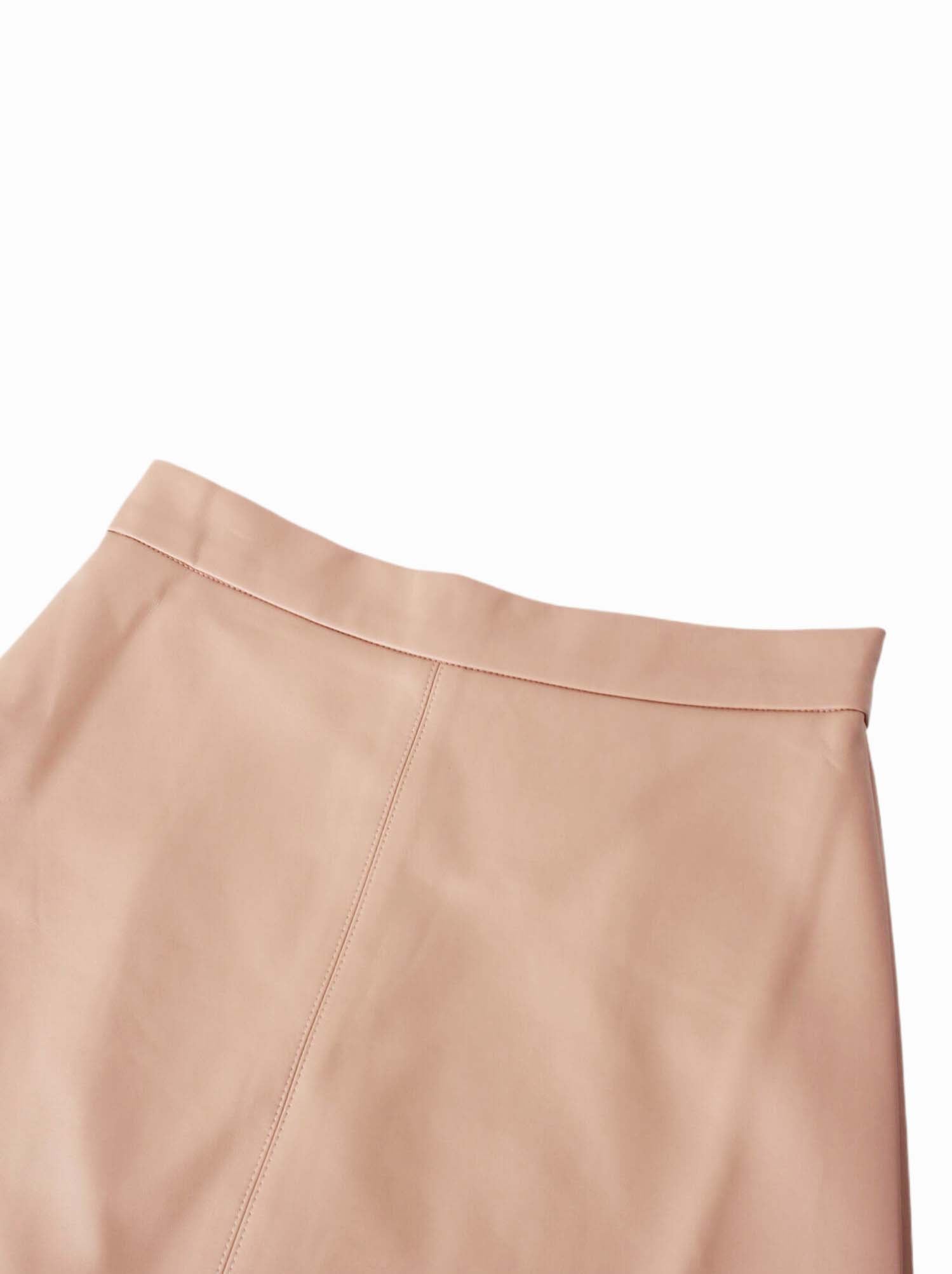 Leather A-Line Skirt-Peach