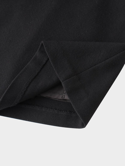 Basic A-Line Seamed Short Skirt-Black