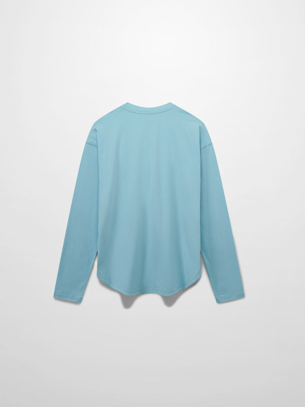 Oversized Rounded Hem T-Shirt-Sky Blue