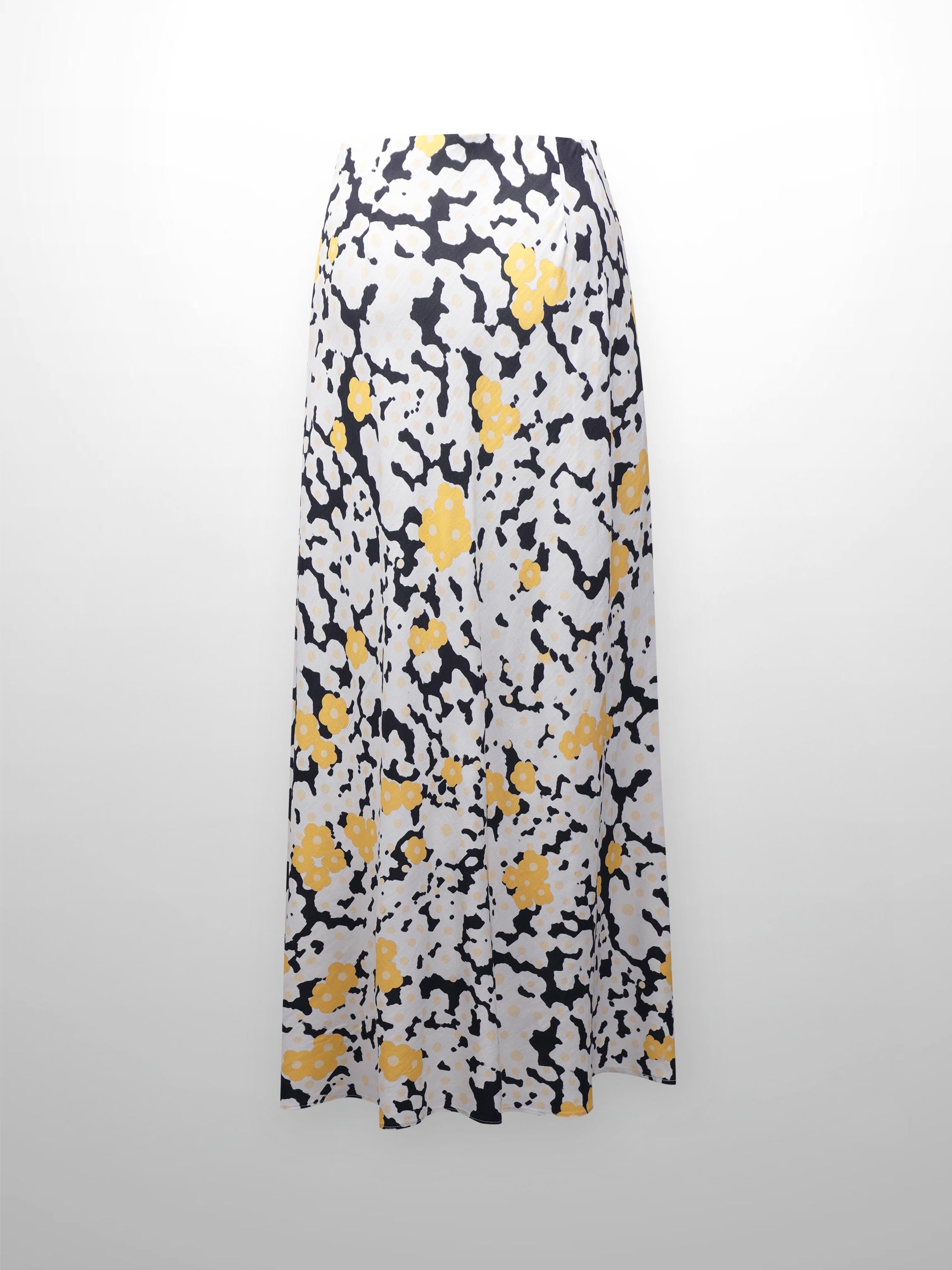 Printed Linen Blend Slip Skirt-Floral Pop