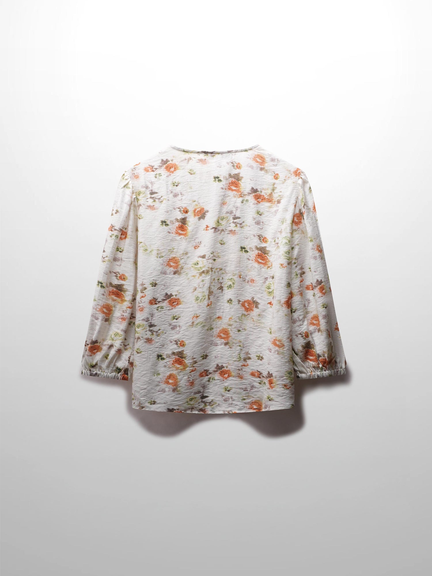 Puff Sleeve Button Down Blouse-Autumn Floral