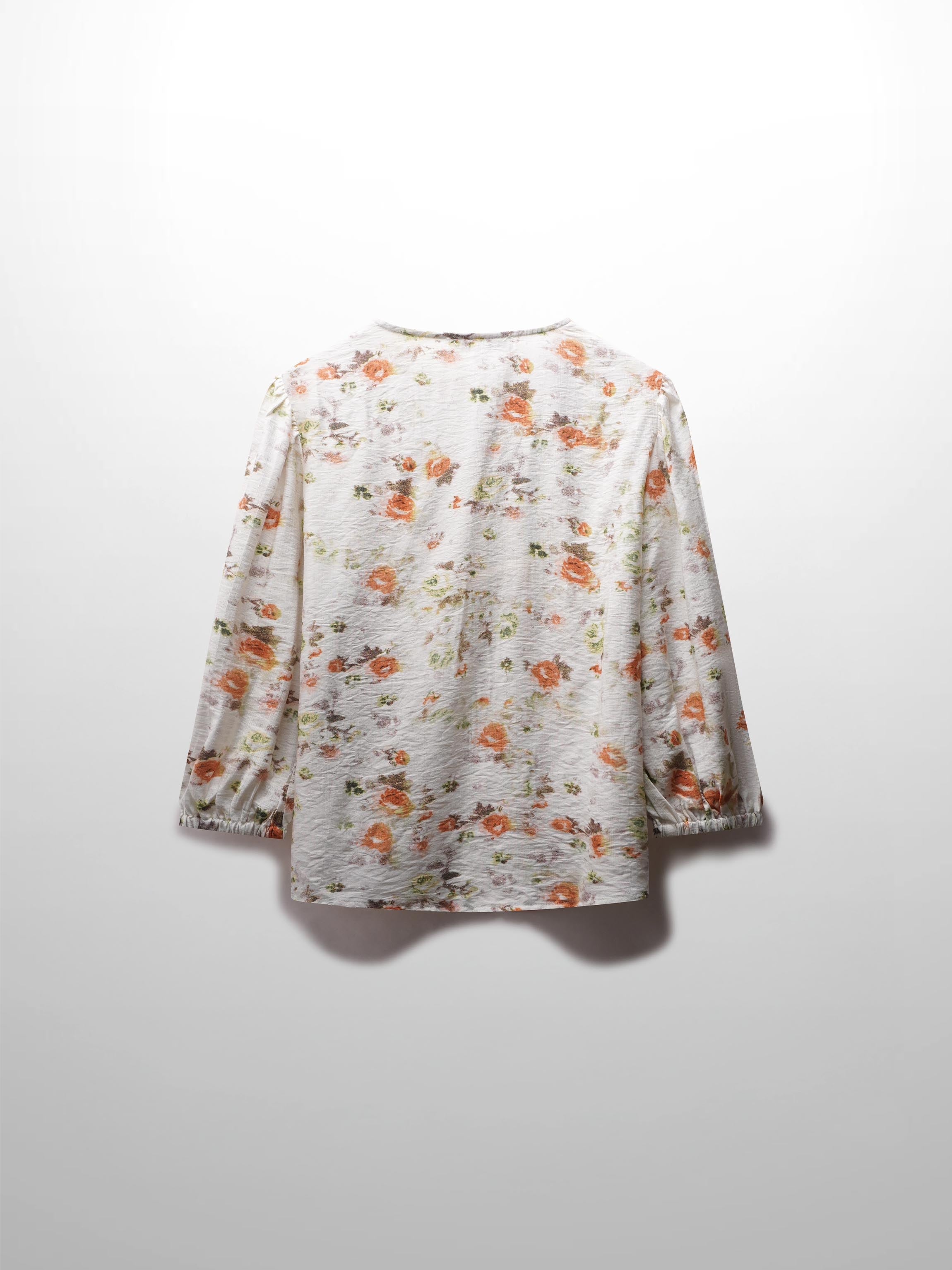 Puff Sleeve Button Down Blouse-Autumn Floral