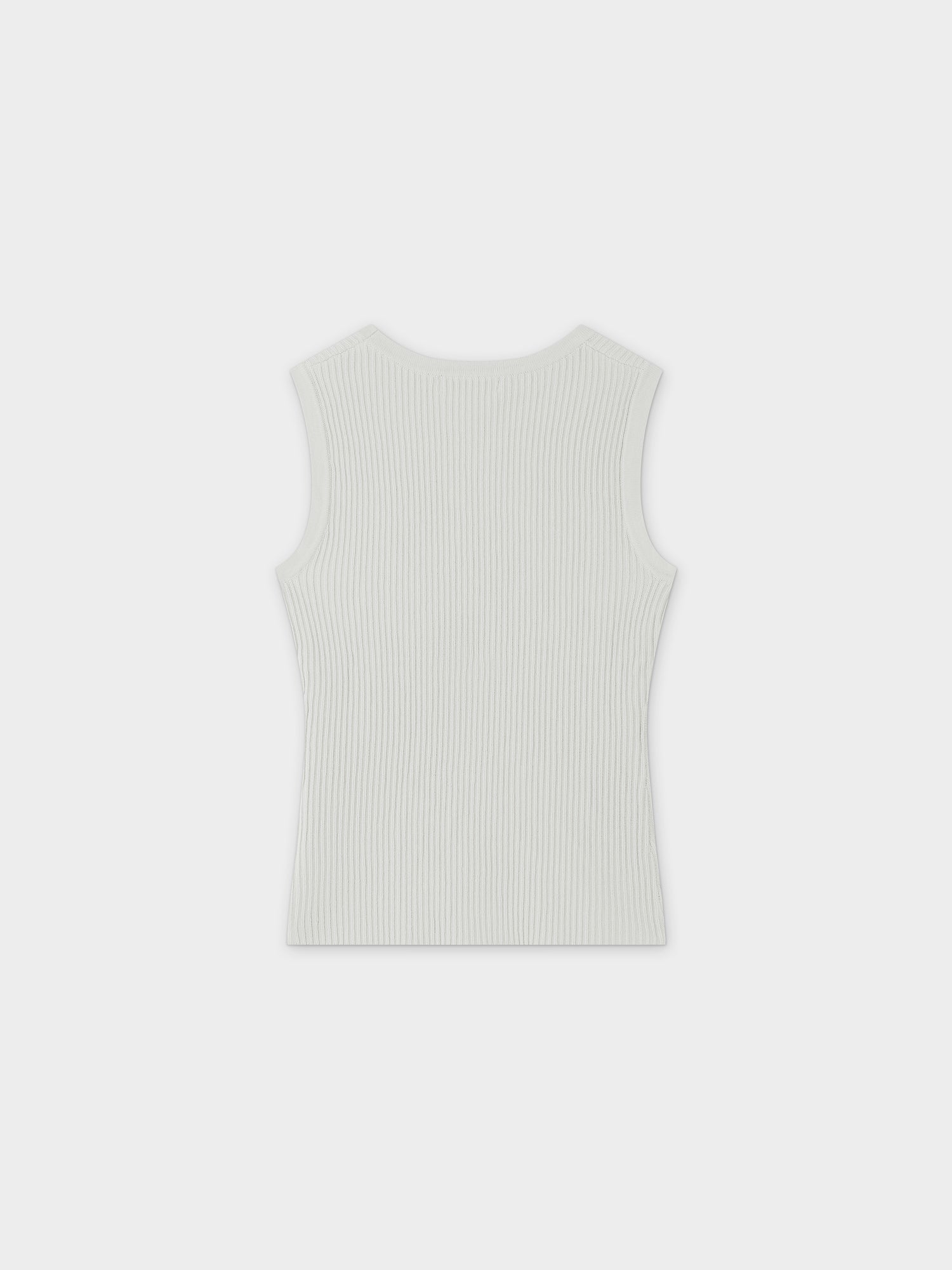 Sleeveless Ribbed Crew-White