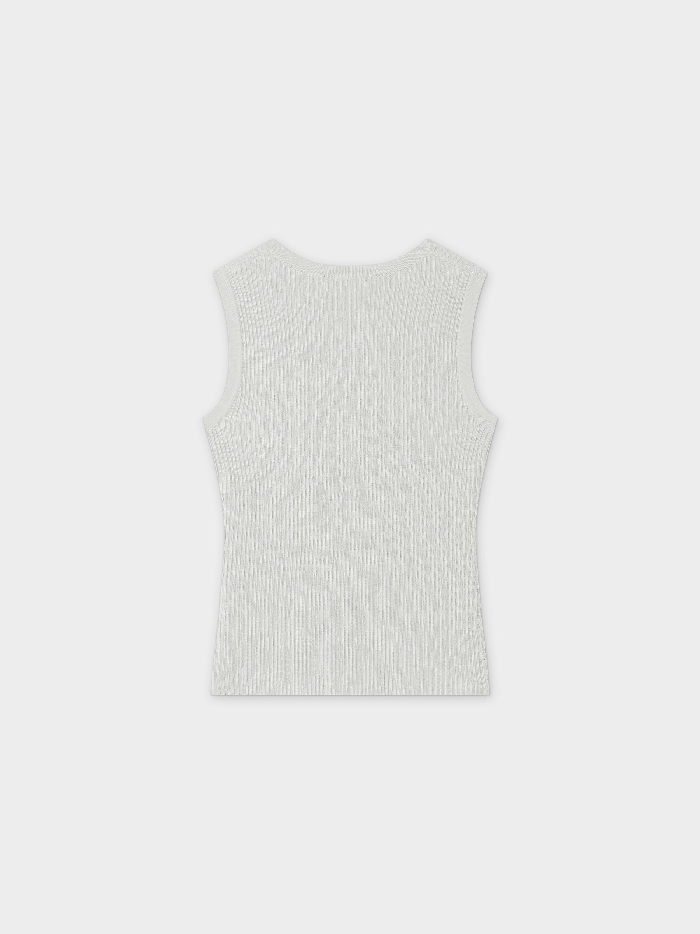 Sleeveless Ribbed Crew-White