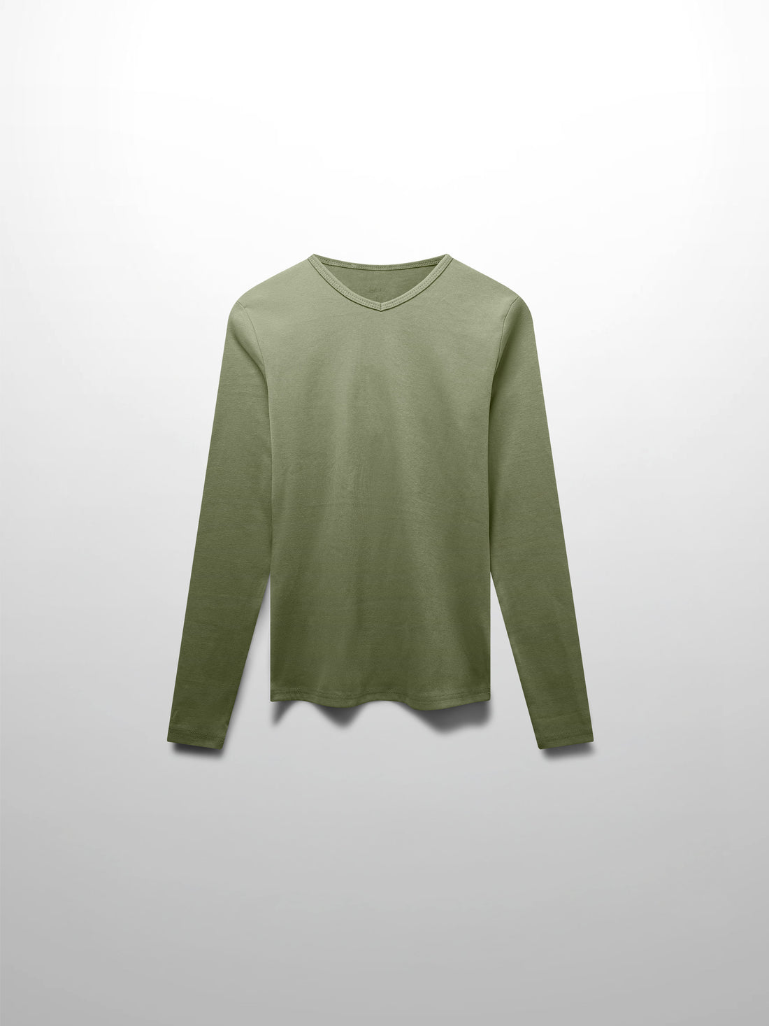 Basic High V Tee Long Sleeve-Army Green