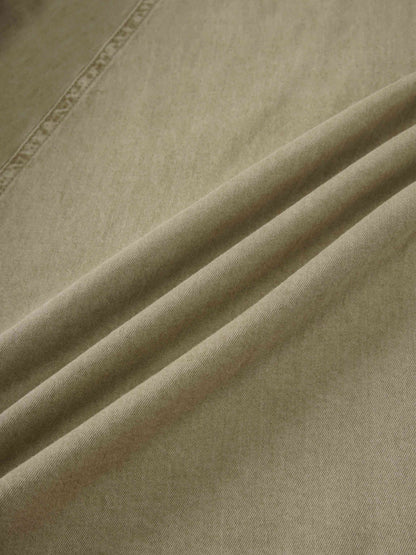 Denim Yoke Circle Skirt-Washed Khaki