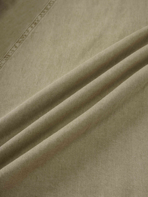 Denim Yoke Circle Skirt-Washed Khaki