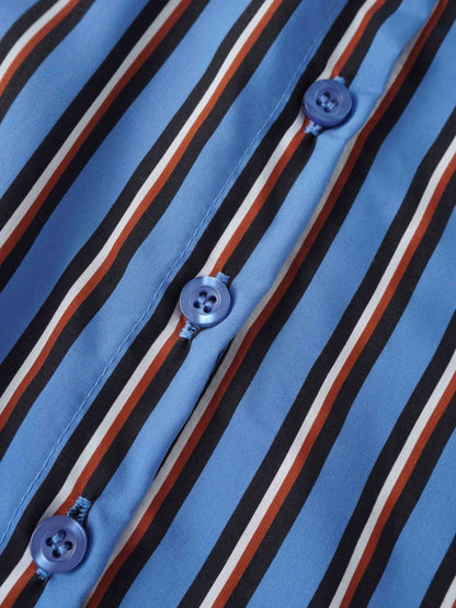 Striped Cotton Blouse-Blue Pinstripe
