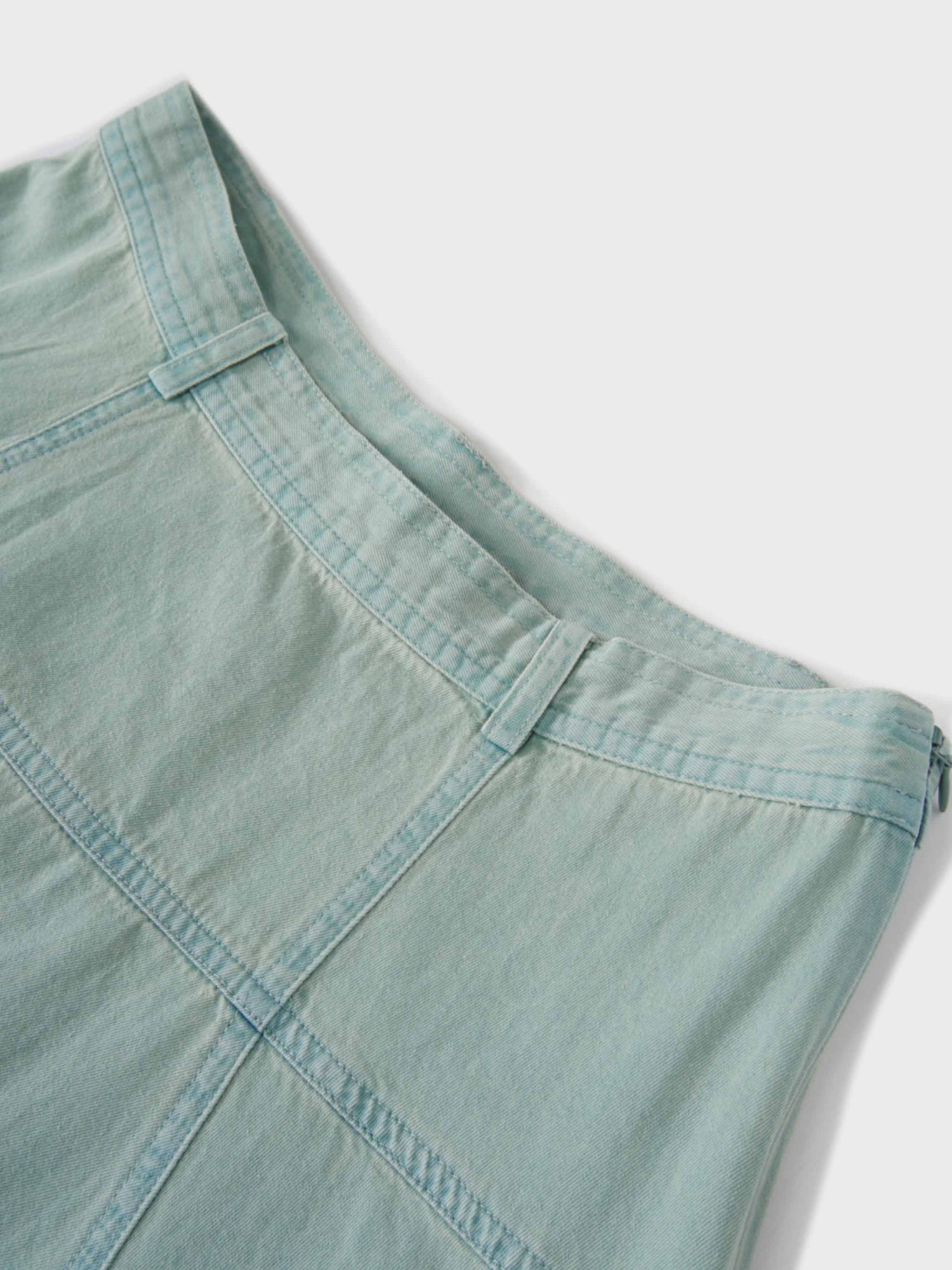 Denim Yoke Circle Skirt-Dusty Mint