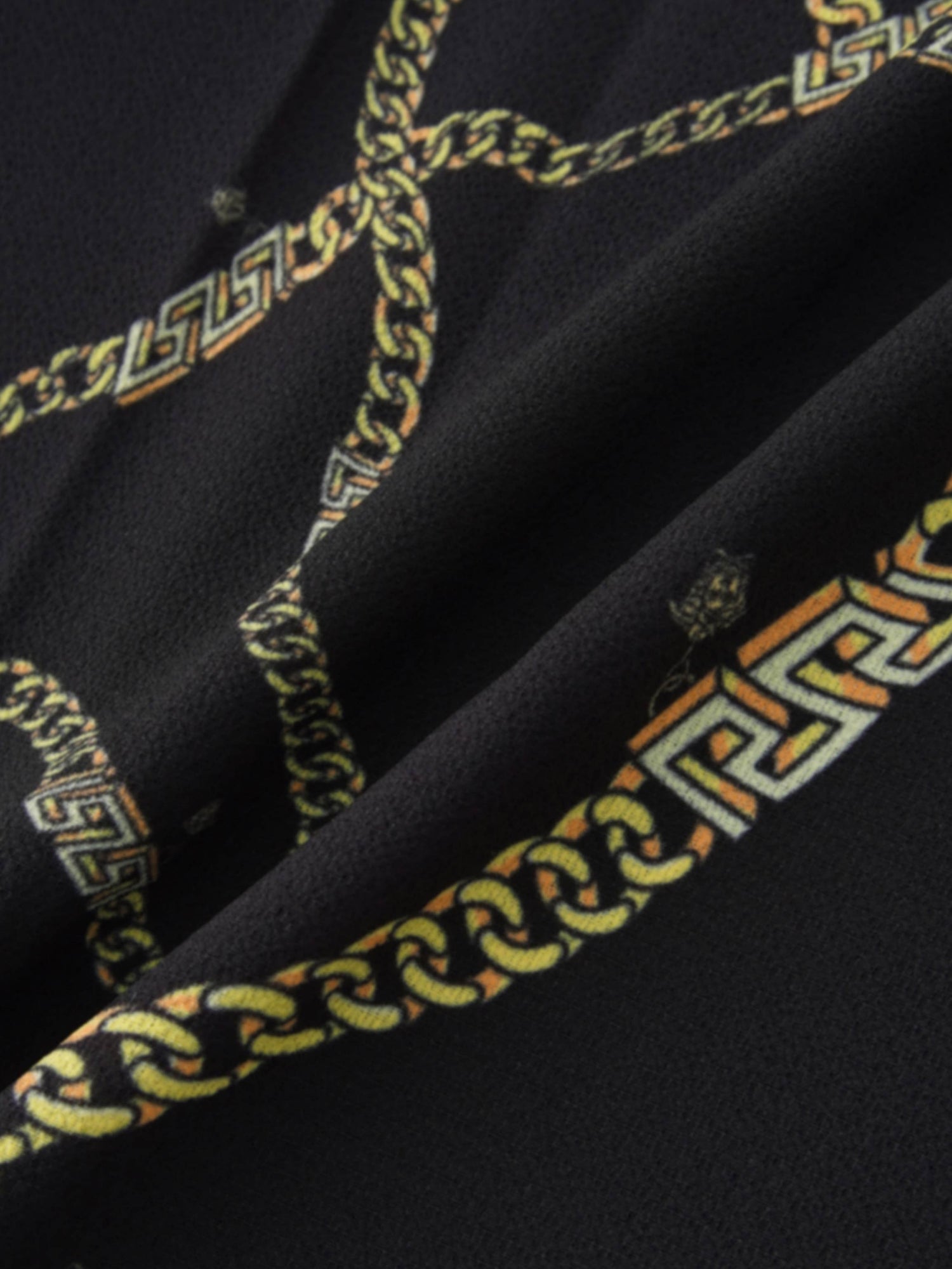 Print Yoke Pleated Skirt-Gold Chains