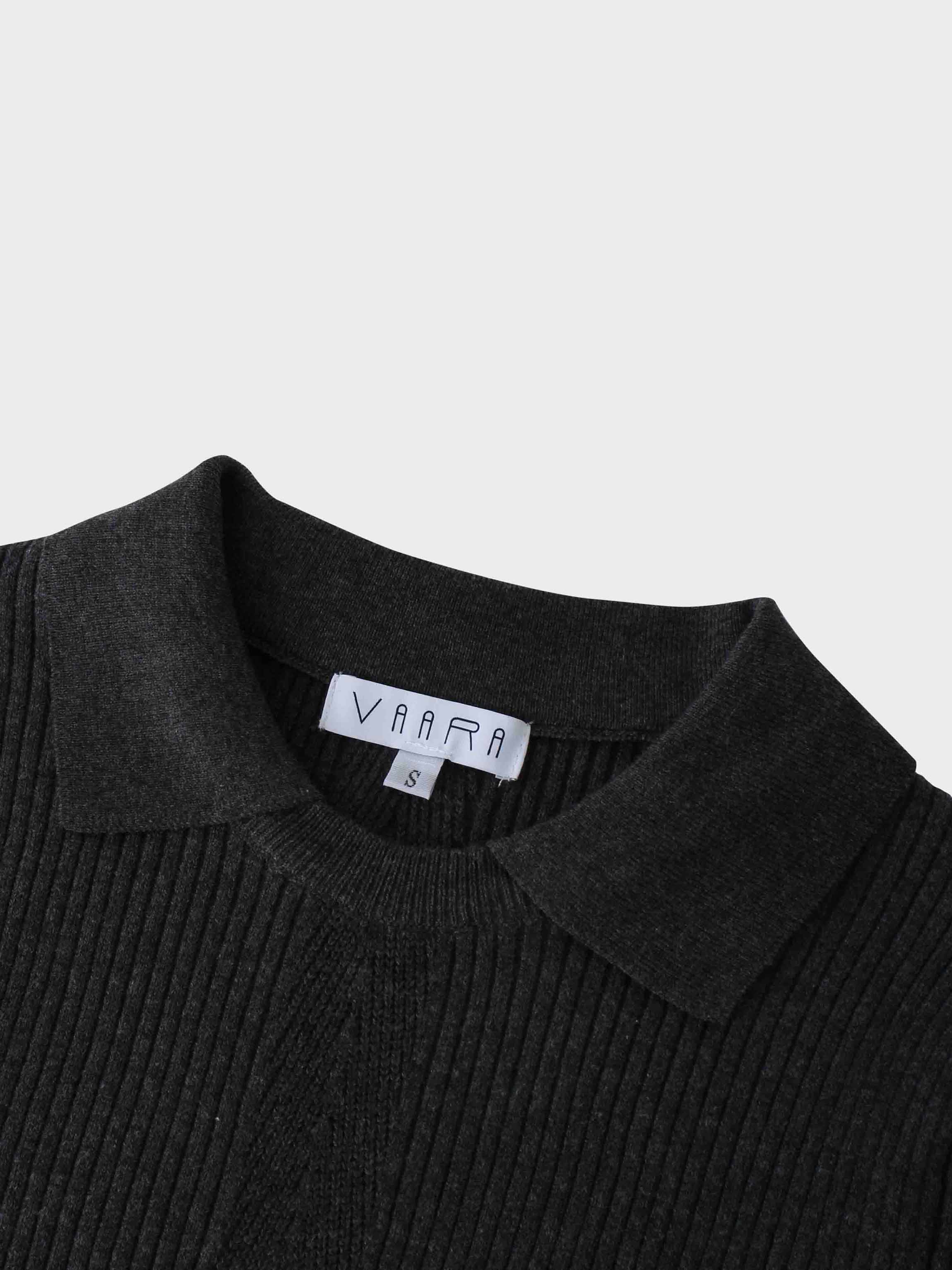 Center Design Sweater-Charcoal Grey