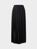 Thin Pleated Skirt-Black Denim