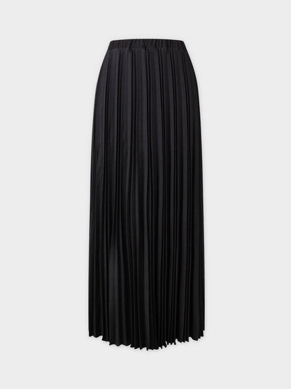 Thin Pleated Skirt-Black Denim