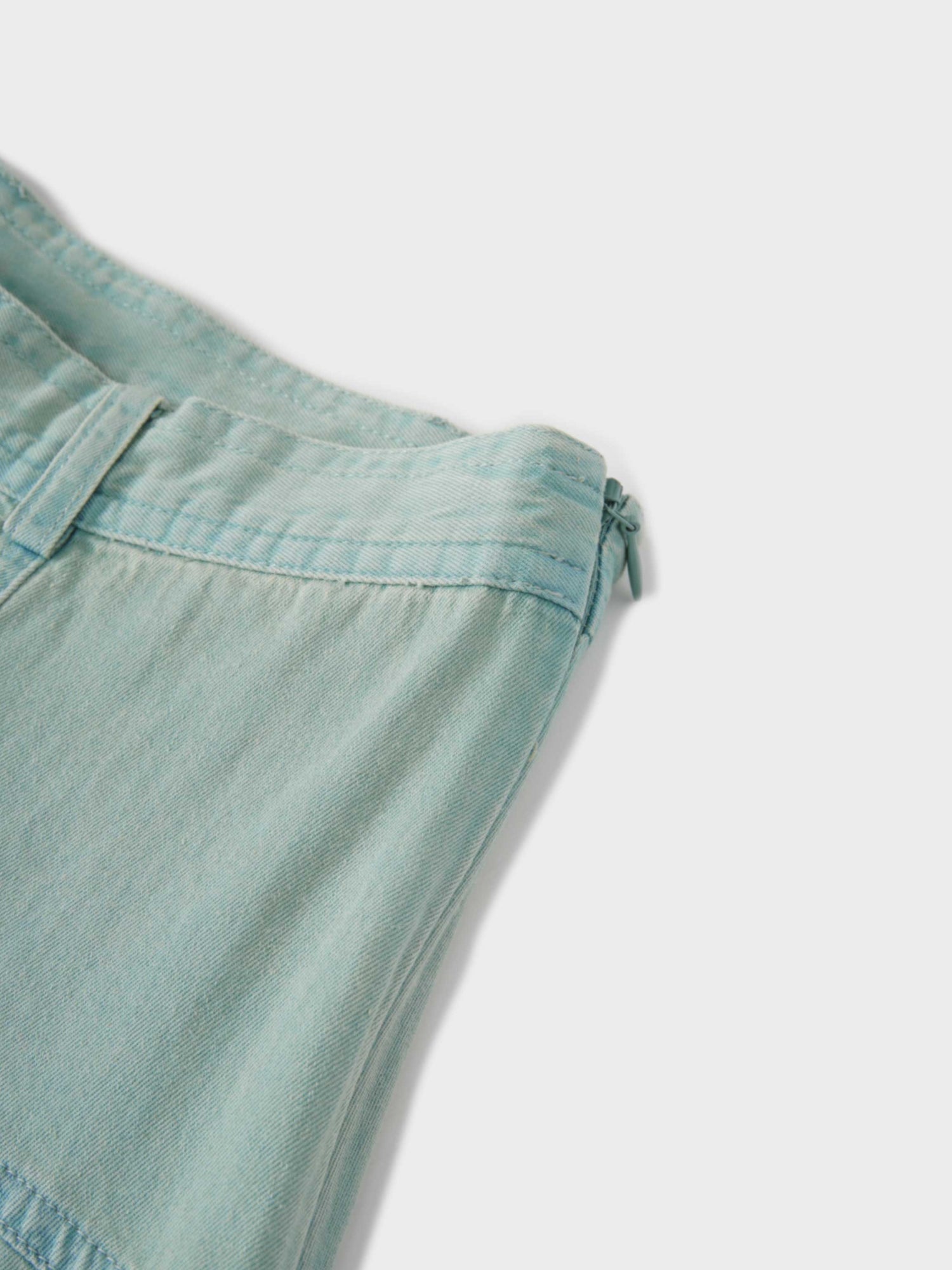Denim Yoke Circle Skirt-Dusty Mint