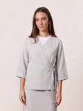 Crossover Linen Top-Grey