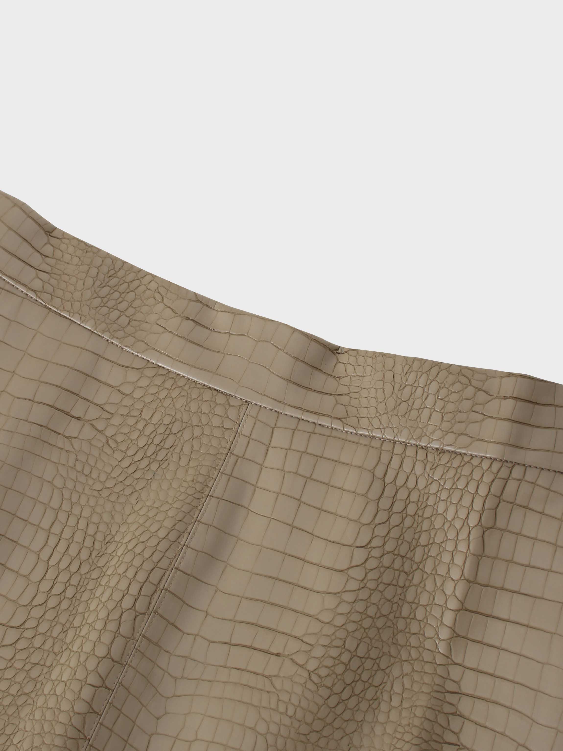 Croc Leather Skirt-Clay