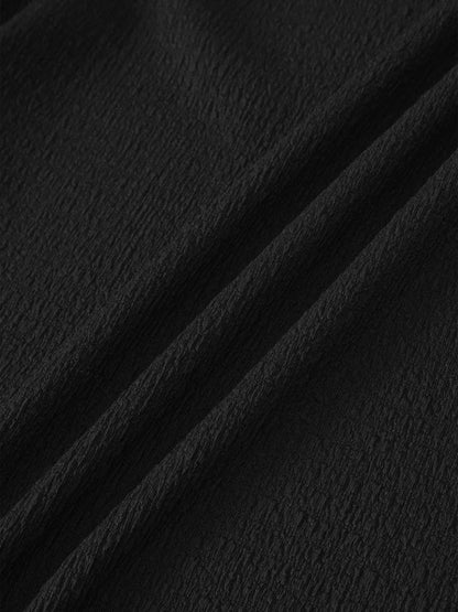 Textured Wrap Maxi Dress-Black