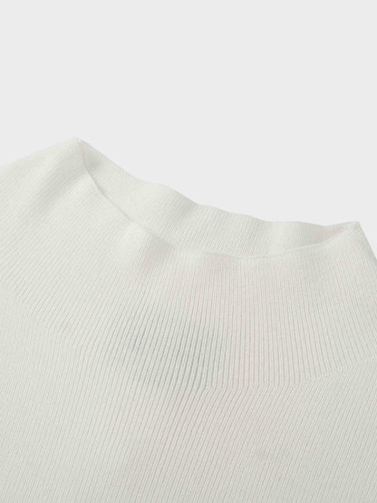 Mock Neck Thin Knit Sweater-Ivory